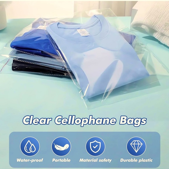 The Real Clean Company Other - 13 count Clear Cellophane Bags Self Adhesive   12 x 16 + Thank you Stickers New